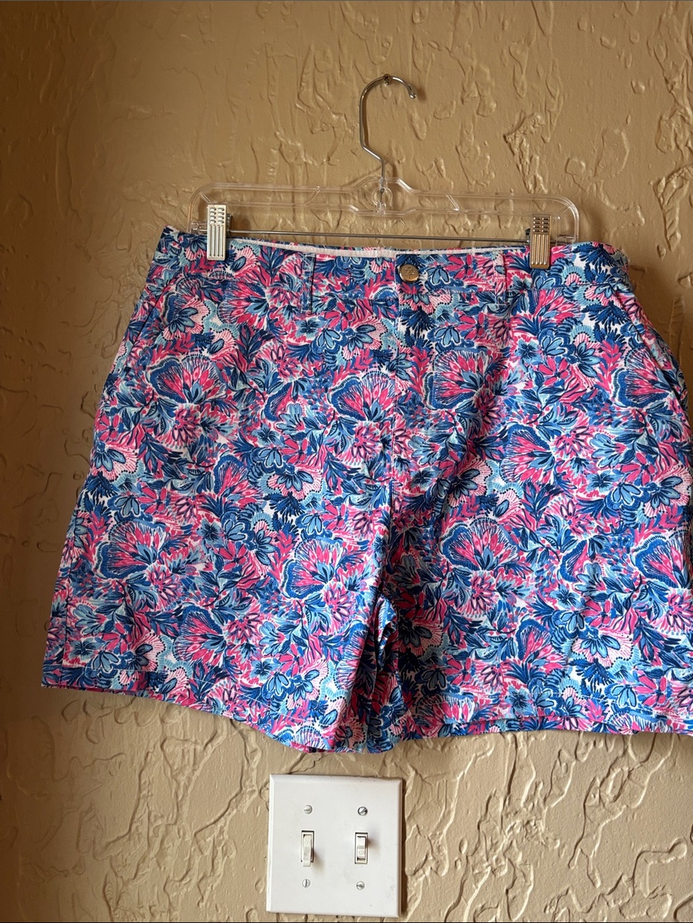 Stella Parker Floral Mid-Rise Women’s Bermuda Shorts in Pink & Blue